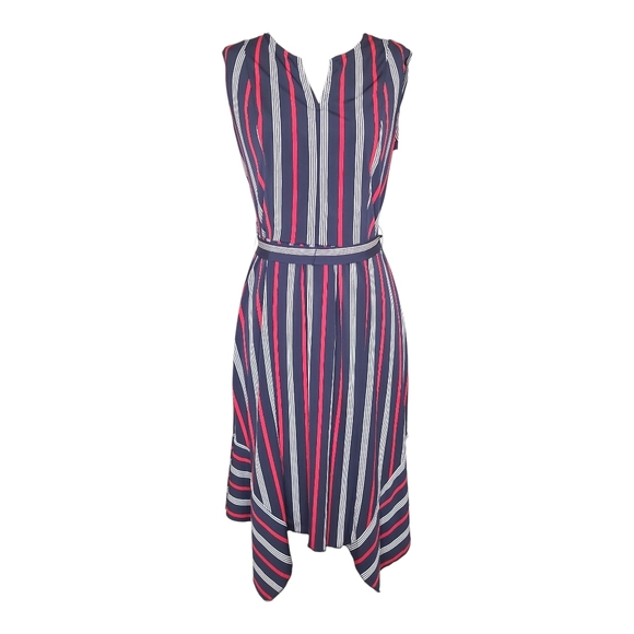 Enfocus Studio Navy and Red Midi Dress - Picture 1 of 8